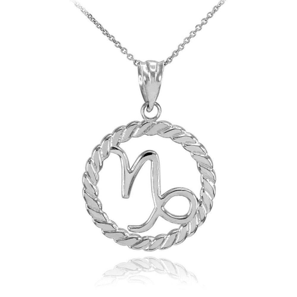 Fine Silver Capricorn Zodiac Sign Pendant Necklace